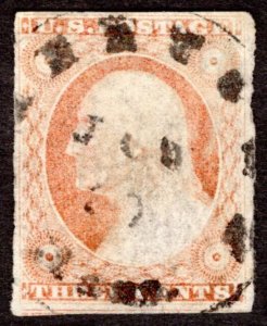 1855, US 3c, Washington, Used, Sc 11
