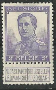 Belgium # 101   2fr. King Albert I (1)  Unused