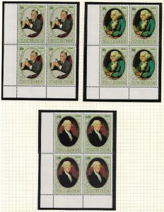 Cook Is. Roosevelt Franklin Washington 3 Corner Blocks of 4 1982 MNH SG#852-854