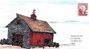 US ART COVER EXCHANGE HEAT-EMBOSSED CACHET BY PHIL EDWARDS OLD FARM HOUSE