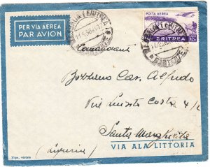 ERITREA cover postmarked Massaua,  11 April 1938 - to Santa Margherita , Ligure