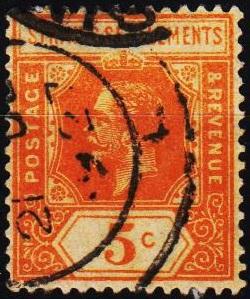 Straits Settlements. 1912 5c S.G.225 Fine Used