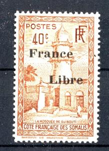 FRENCH SOMALI COAST 1943 #205 40c MNH, OVPT. FRANCE LIBRE