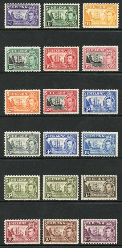 St Helena SG131/40 KGVI set inc colour change M/Mint