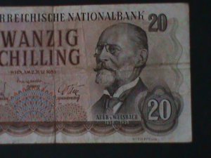 AUSTRIA-1956 AUSTRIAN NATIONAL BANK-$20 SCHILING-CIRCULATED-VF-68 YEARS OLD