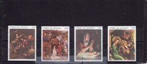 PARAGUAY 1969 CHRISTMAS PAINTINGS SET OF 4 STAMPS MNH