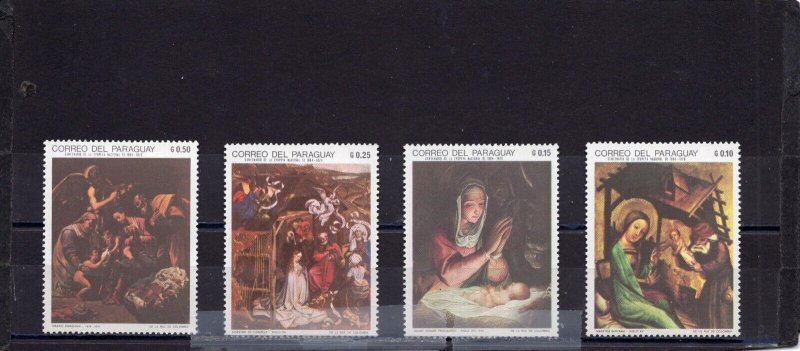 PARAGUAY 1969 CHRISTMAS PAINTINGS SET OF 4 STAMPS MNH