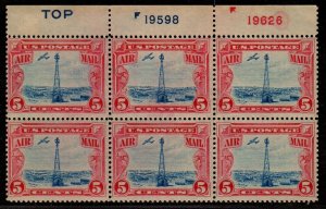  C11 U.S. Airmail Plate Block 6 Mint, o.g.,Never Hinged 