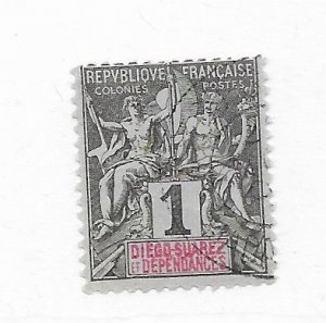 French Republic Diego Suarez #25 Sail Flaw Plus Used- Stamp CAT VALUE $4.00+++
