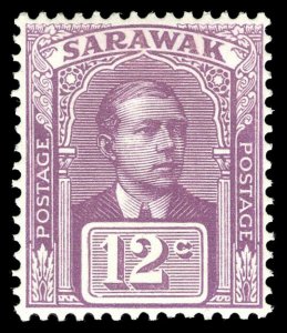 Sarawak 1918 Sir Charles Vyner Brooke 12c purple MLH. SG 56. Sc 63.