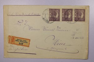 Czechoslovakia 1920 Registered Cover / Nice Strip of 3 - L38081