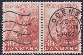 Denmark Danmark 1958 Sc 365 CDS January 6, 1959 ODENSE Stamp Used Pair