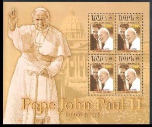 Tanzania 2005 - Pope John Paul II, In Memoriam - Sheet of 4v - Scott 2388 - MNH