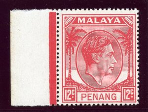 Malaya - Penang 1952 KGVI 12c scarlet superb MNH. SG 12. Sc 12.