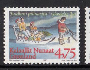 Greenland MNH 1997 Scott #328 4.75k Family on sled with presents - Christmas