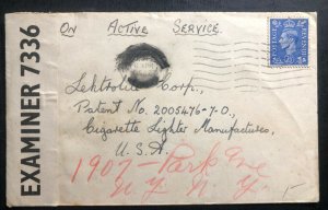 1942 New Zealand Forces In England Censored Cancel Cover To New York Usa