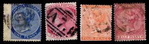 1870-72 JAMAICA #7-8, 10 & 13 - WATERMARK 1 - USED - VF - CV$18.00 (ESP#1698)