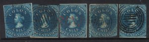 Chile SC 2 Lot of 5 Stamps VFU (2frw)