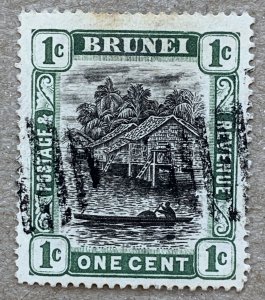 Brunei 1907 1c grey-black + pale green. Scarce cancel, really. Scott 13.  SG 23