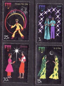 Fiji-Sc#357-60- id9-unused NH set-Diwali-Festival of Lights-1975-