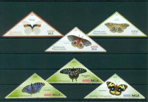 Madagascar Butterflies Schmetterlinge Insects 6 MNH triangle stamps set