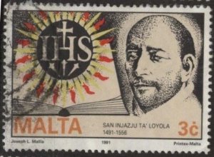 Malta 771 (used) 3c St. Ignatius of Loyola (1991)