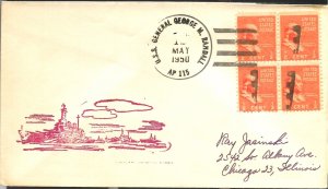 GENERAL GEORGE M RANDALL (AP-115) 12 May 1950 Locy Type 2tnu postmark
