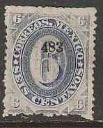 MEXICO-Ures 149, 6¢ 483 SMALL NUMERAL Issue, single, UNUSED, NO GUM. VF.