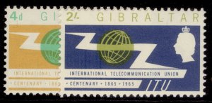 GIBRALTAR QEII SG180-181, 1965 ITU centenary set, NH MINT.