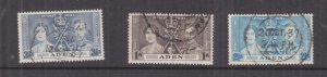 ADEN, 1937 Coronation set of 3, used.