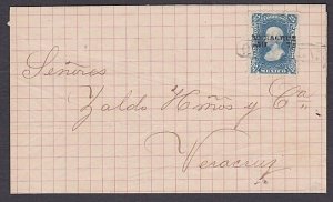 MEXICO 1875 perf 25c VERA CRUZ opt on local folded wrapper.................a2378