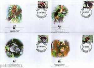 Papua New Guinea 2003 WWF Tree Kangaroos Wildlife Animal Sc 1090 Set of 4 FDCs