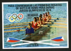 NICARAGUA C906 MNH S/S SCV $3.00 BIN $2.00 OLYMPICS ROWING