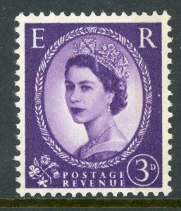 Great Britain 1960 QEII 3p Deep Lilac One Phosphor Band SG #615c MNH B38