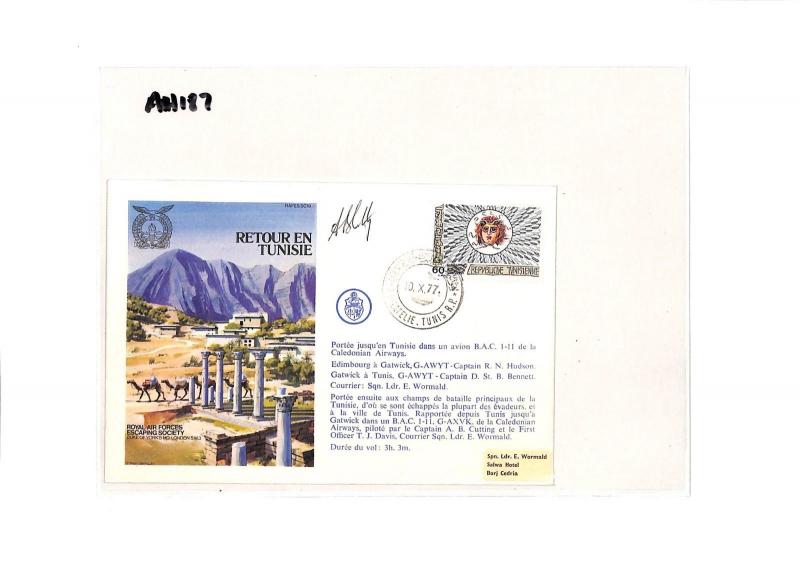 AH187 1977 Tunisia  RAF Escaping Society Signed Cover PTS