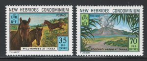 British New Hebrides 1972 Wild Horses & Tanna Volcano Scott # 177 - 178 MH