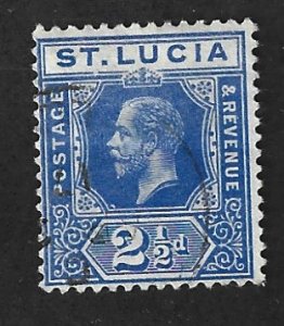 St. Lucia Scott #67 Used 2 1/2p King George V 2017 SCV = $3.00