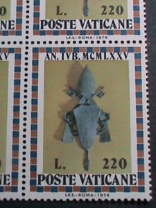 ​VATICAN CITY-1974 SC#570-ARMS OF JOHN PAUL VI-MNH BLOCK- VERY FINE