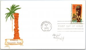 US FIRST DAY COVER NATIONAL PARKS CENTENNIAL CANCELLED HAWAII JOYA CACHET 1972