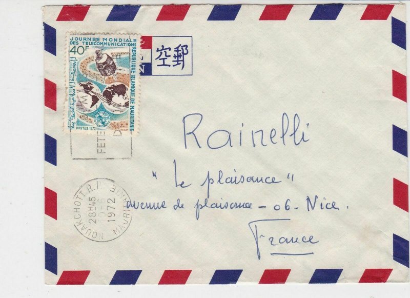 Rep De Mauritius 1972 Airmail Telecommunications Stamp Cover to France Ref 30799 