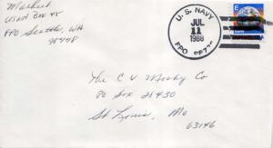 United States Fleet Post Office [25c] E Earth 1988 U.S. Navy FPO 98778 Camp K...