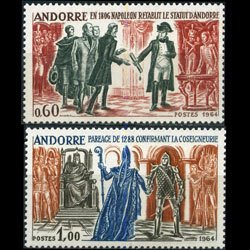 ANDORRA FR. 1964 - Scott# 159-60 History Set of 2 LH