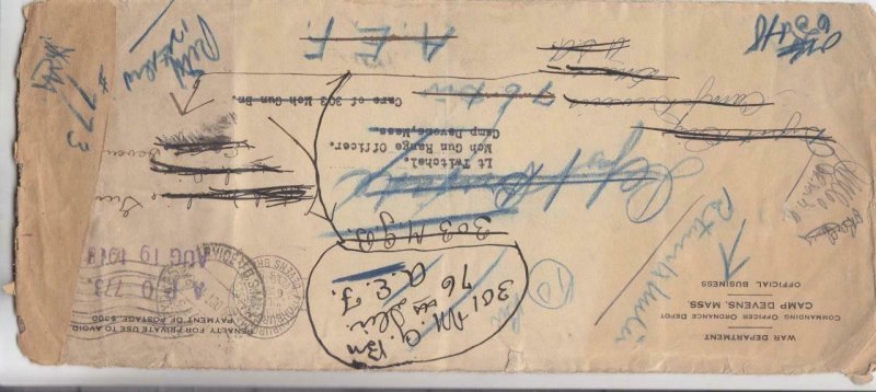 1918, APO 773 to Camp Devens, MA, RTS, See Remark (M4822)