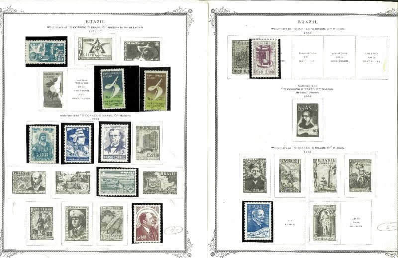 Brazil 1940-1957 MNH & Hinged in Mounts on Remaindered Scott Spec. Pages