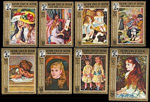 Kathiri State Michel 126 B-133B, MNH imperf., Renoir Paintings