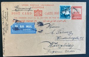 1934 Haifa Palestine Postal Stationery Postcard Cover to Wurzburg Germany