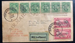 1933 Cebu Philippines First Flight Airmail Cover FFC To Manila Only 20 Flown