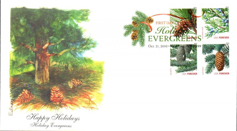 #4482-85 Holiday Evergreens Edken FDC