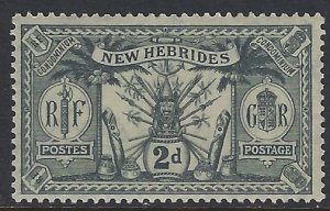 New Hebrides, British, Scott #34; 2p Native Idols, Wmk 4, MH