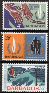 ZAYIX Barbados 309-311 MNH Human Rights Flame Hands 062723S23M